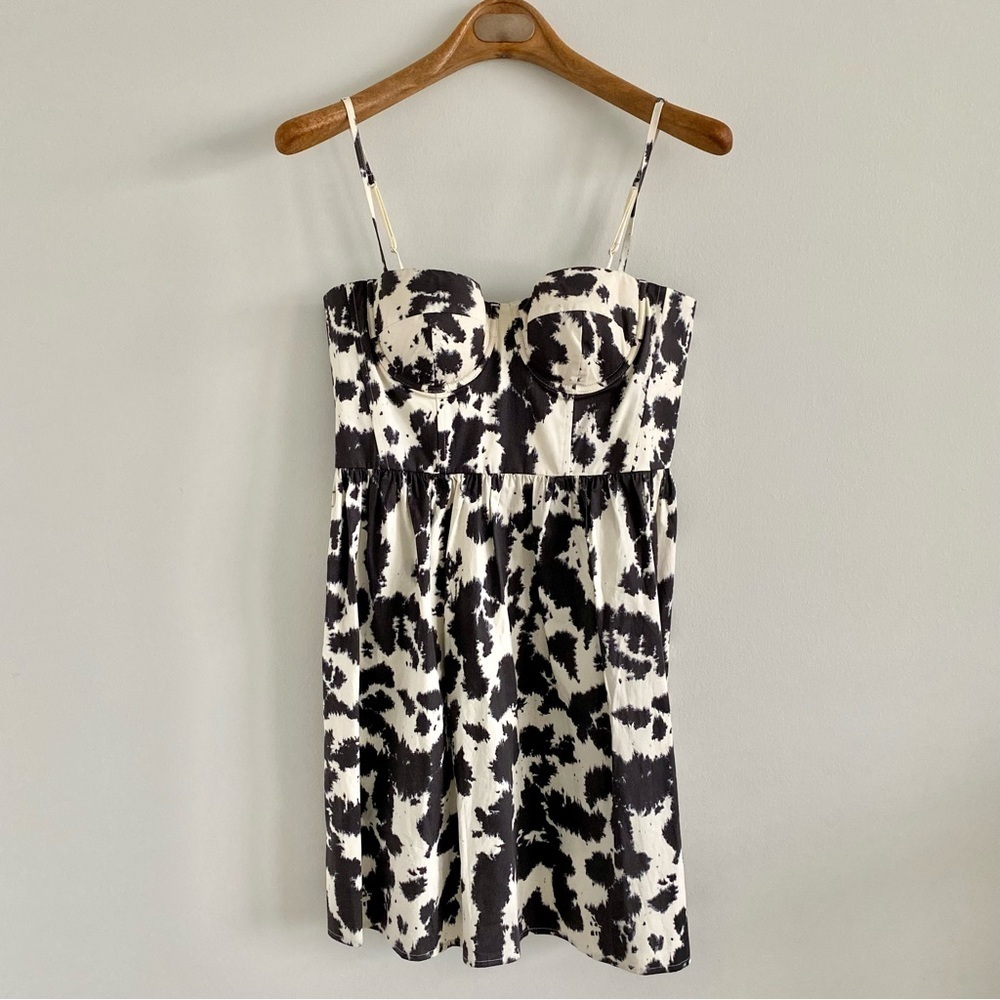 Moda International Black & White Cow Print Dress Size 6